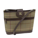 Luxury BurberrySs Nova Check Shoulder Bag Canvas Beige Auth 76570