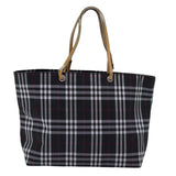 Luxury Burberry Nova Check Hand Bag Nylon Black Auth 76571