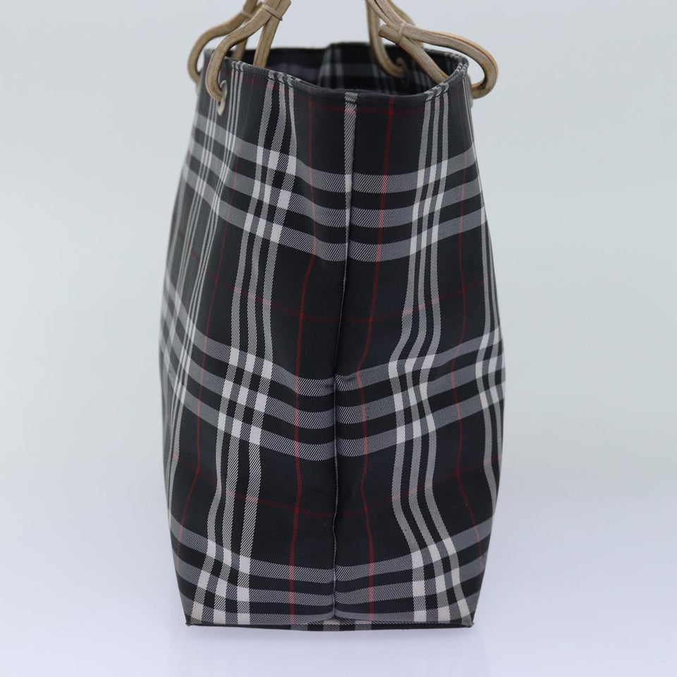 Luxury Burberry Nova Check Hand Bag Nylon Black Auth 76571