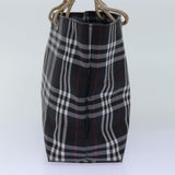Luxury Burberry Nova Check Hand Bag Nylon Black Auth 76571