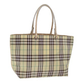 Luxury Burberry Nova Check Tote Bag Nylon Beige Auth 76851