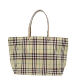 Luxury Burberry Nova Check Tote Bag Nylon Beige Auth 76851