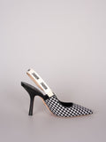 Dior J'ADior Sandals in Black and White Houndstooth Canvas Size 38