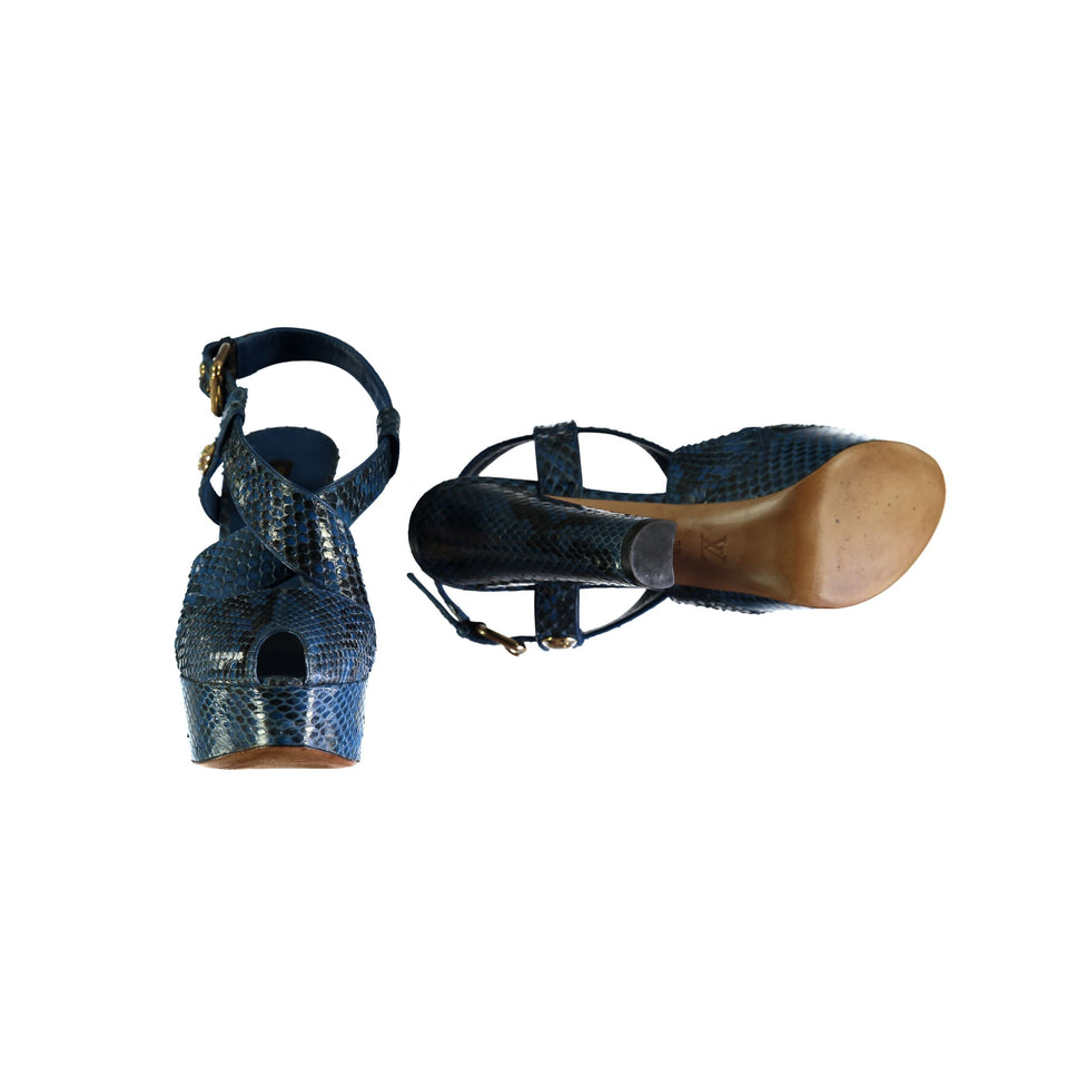 Women's Louis Vuitton Snakeskin Peep-toe Platform Sandals