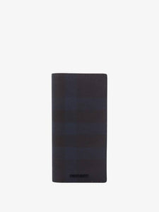 Luxury Burberry Coated Canvas Check Motif Long Wallet Navy