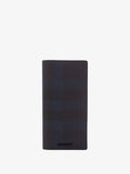 Luxury Burberry Coated Canvas Check Motif Long Wallet Navy