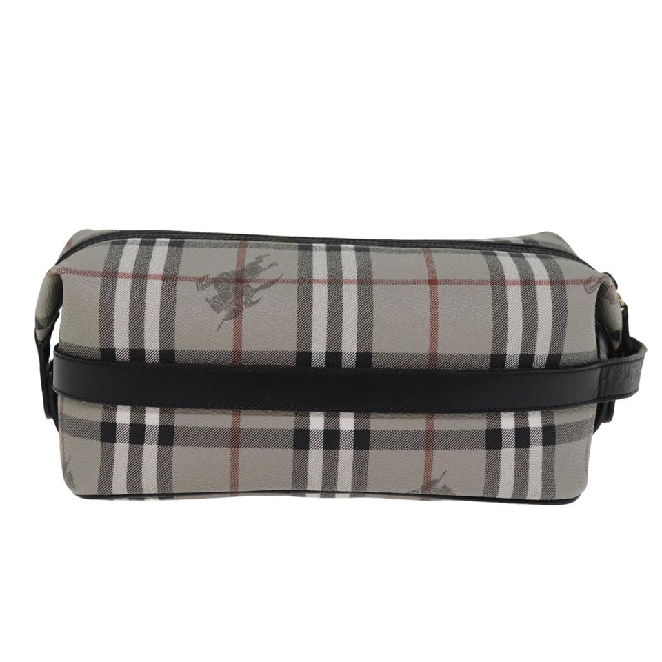 Luxury BurberrySs Nova Check Clutch Bag PVC Gray Auth 77007