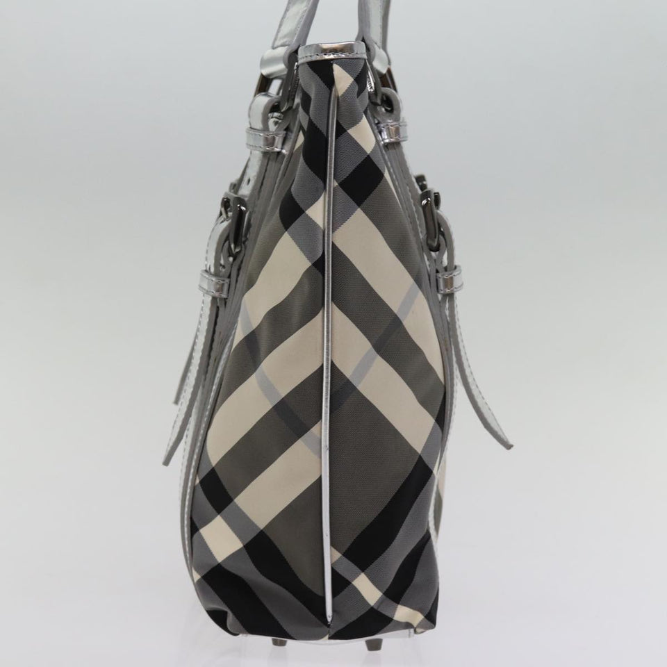 Luxury Burberry Nova Check Tote Bag Nylon Gray Auth 77008