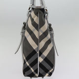 Luxury Burberry Nova Check Tote Bag Nylon Gray Auth 77008