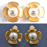 Chanel GP Coco Mark Flower Design Earrings 96P
