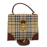 Luxury BurberrySs Nova Check Hand Bag PVC 2way Beige Auth 77376