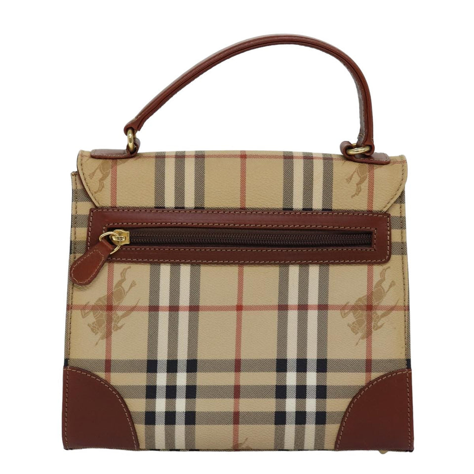 Luxury BurberrySs Nova Check Hand Bag PVC 2way Beige Auth 77376