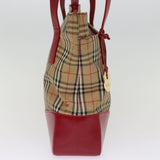 Luxury BurberrySs Nova Check Shoulder Bag Canvas Leather Beige Red Auth 77378