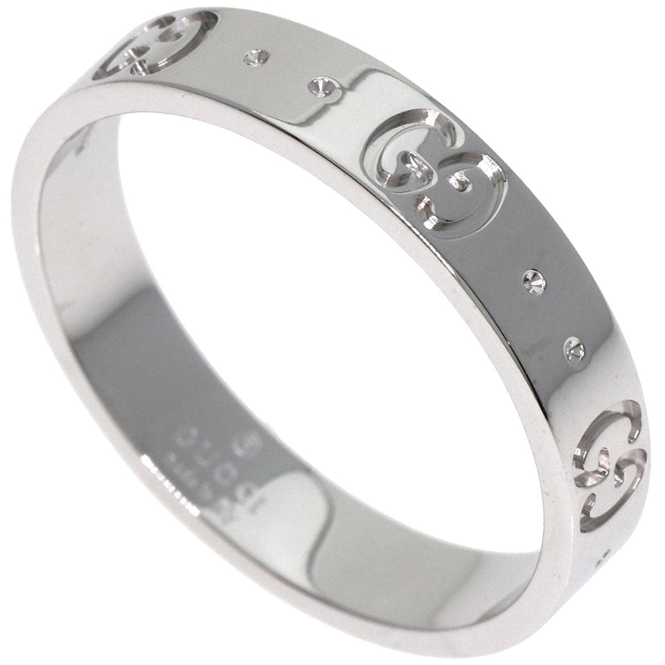 Gucci Ring K18WG Silver GG Icon #19