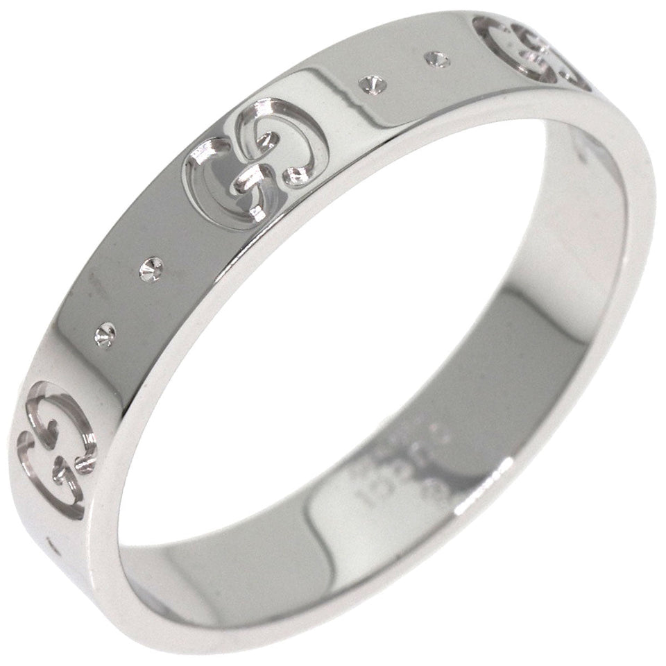 Gucci Ring K18WG Silver GG Icon #19