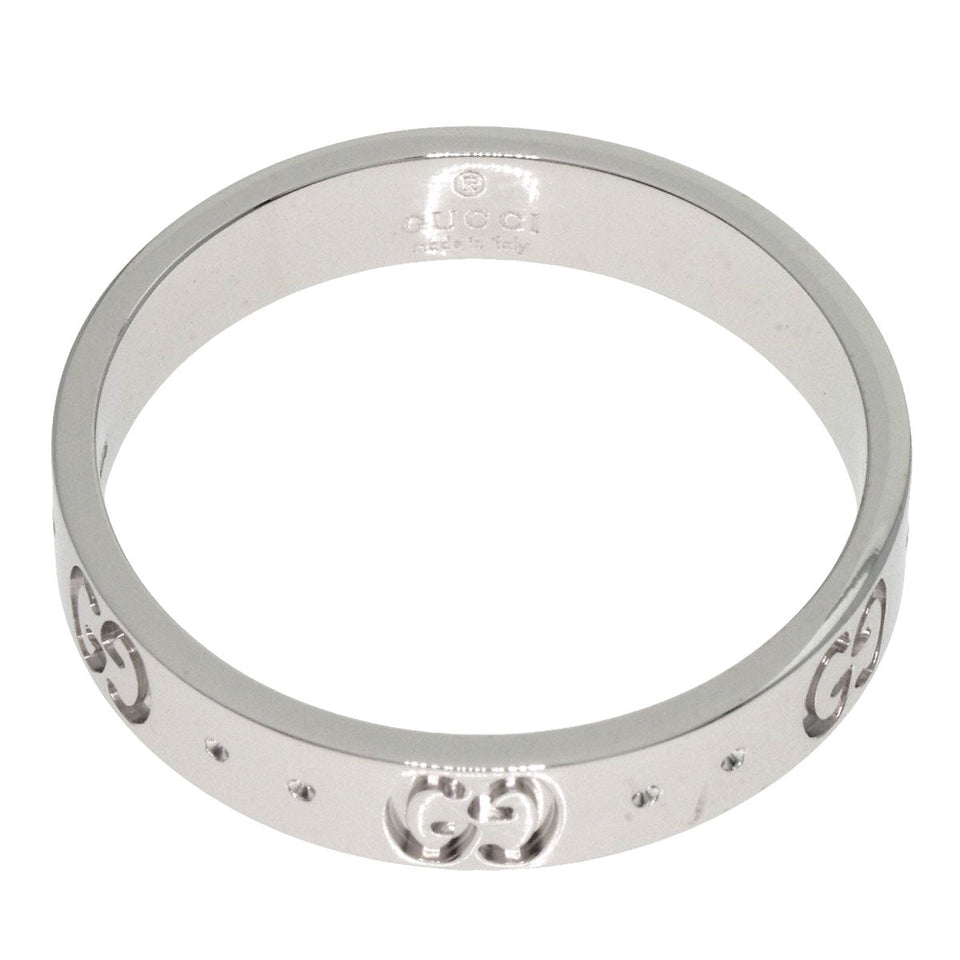 Gucci Ring K18WG Silver GG Icon #19