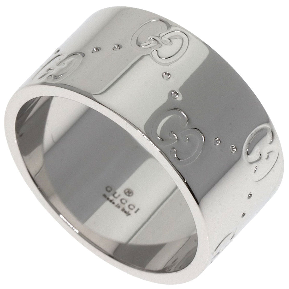 Gucci Ring K18WG Silver GG Icon Wide #11