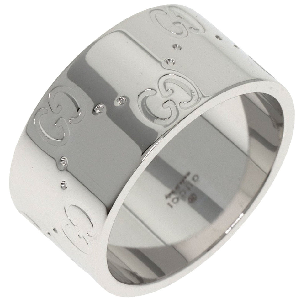 Gucci Ring K18WG Silver GG Icon Wide #11