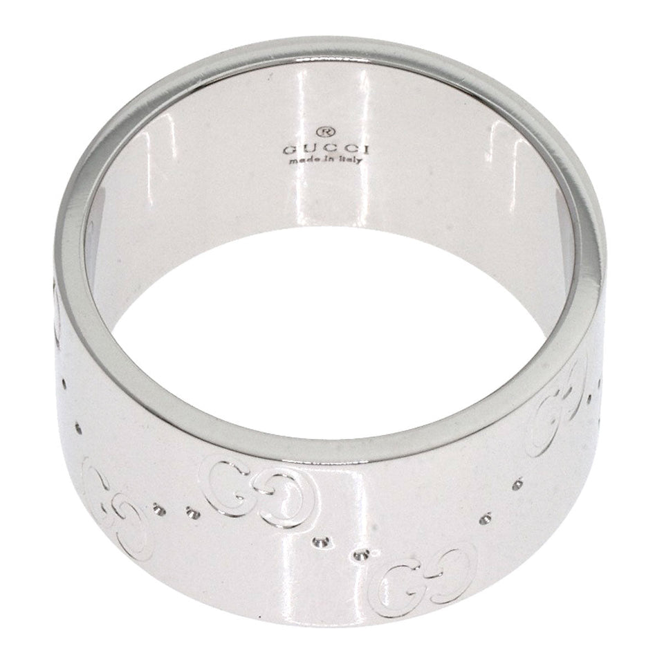 Gucci Ring K18WG Silver GG Icon Wide #11