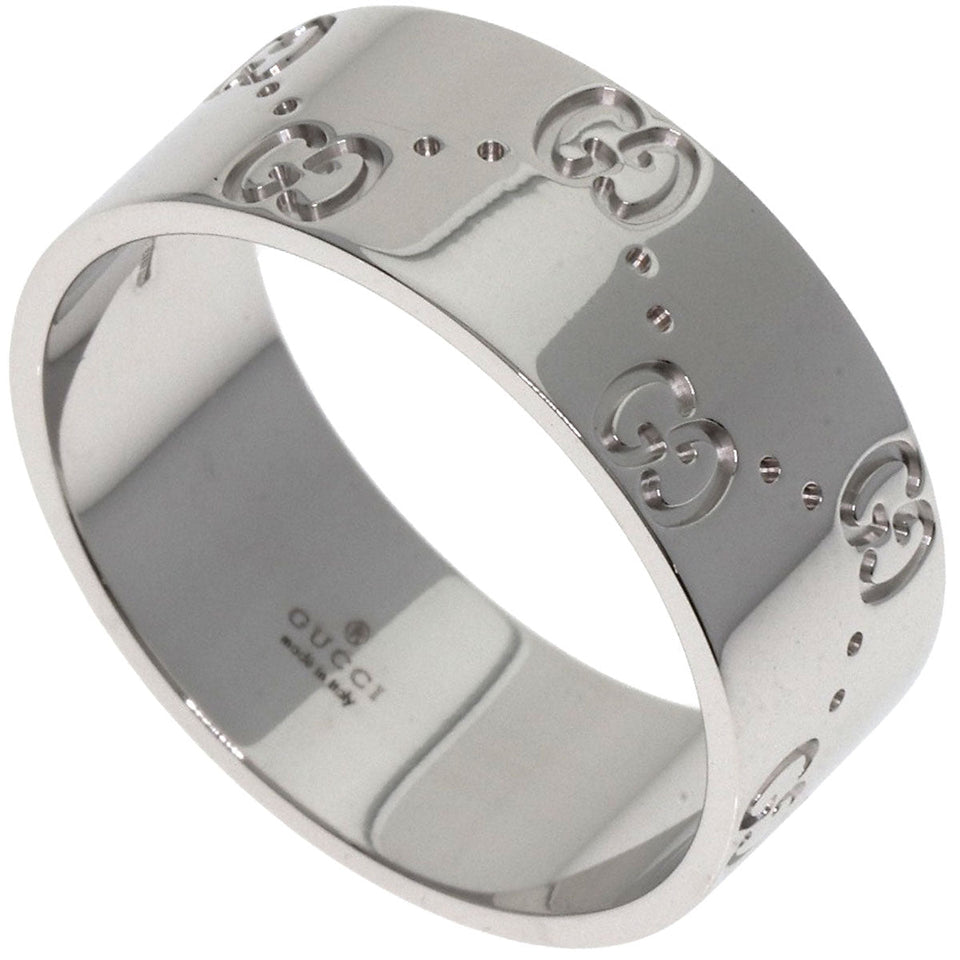 Gucci Ring K18WG Silver GG Icon Wide #27