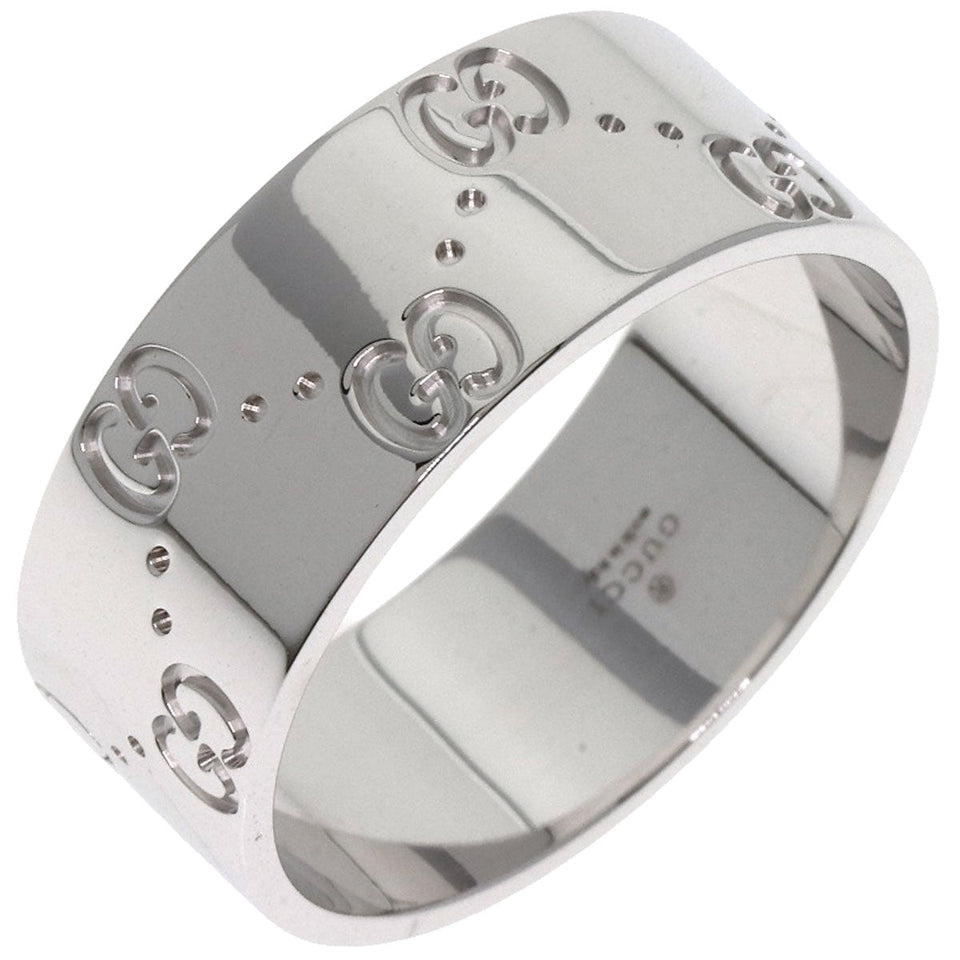 Gucci Ring K18WG Silver GG Icon Wide #27