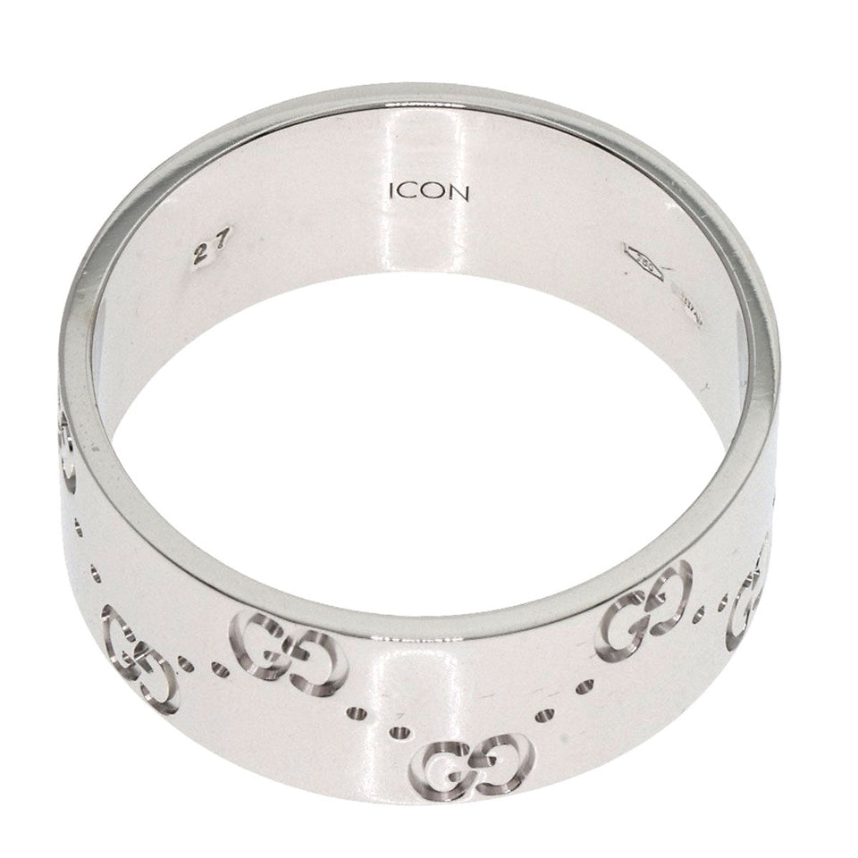 Gucci Ring K18WG Silver GG Icon Wide #27