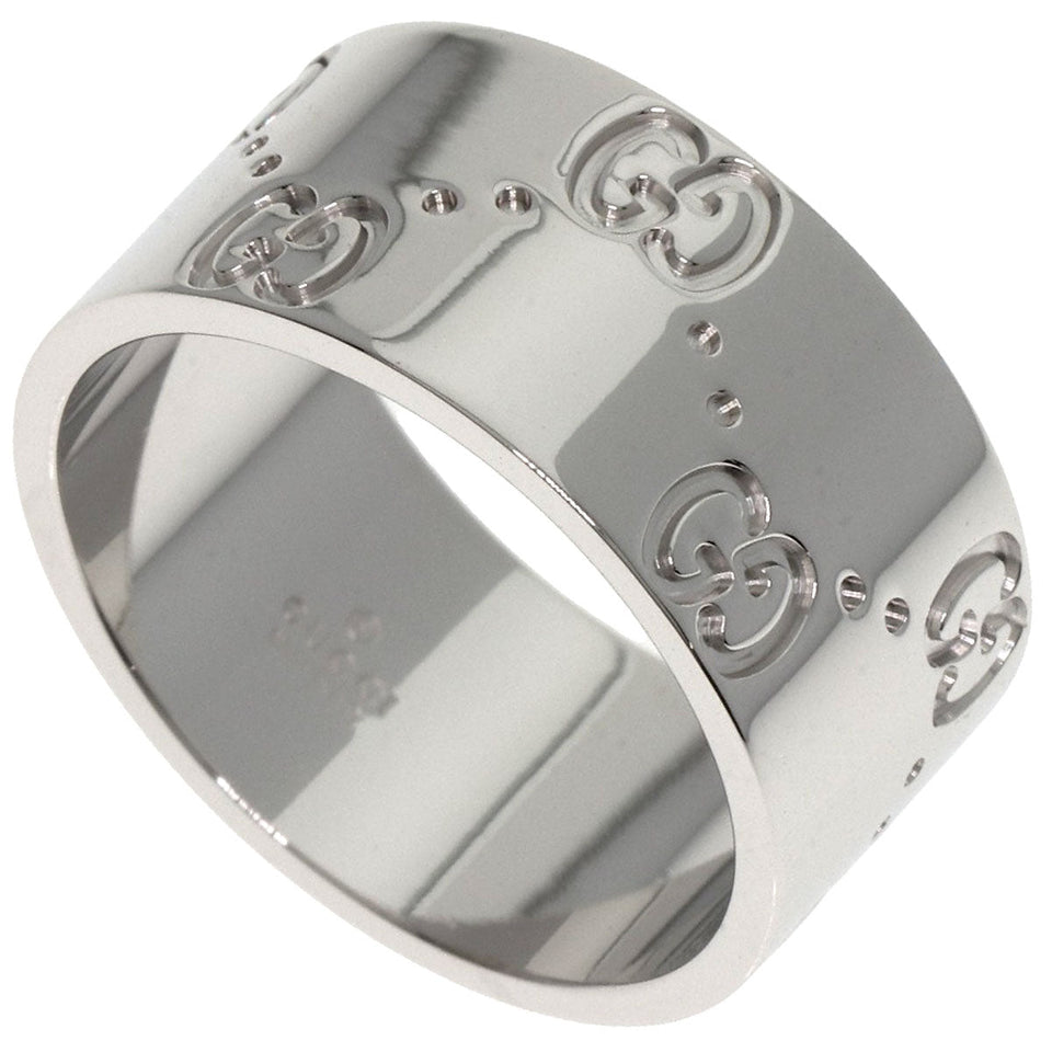Gucci Ring K18WG Silver GG Icon Wide #13