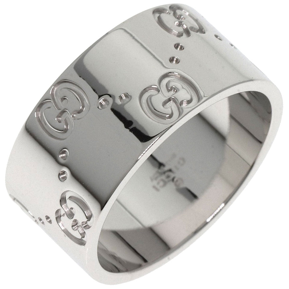 Gucci Ring K18WG Silver GG Icon Wide #13