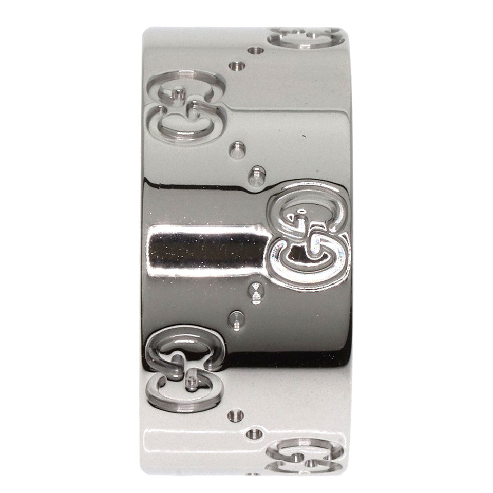 Gucci Ring K18WG Silver GG Icon Wide #13