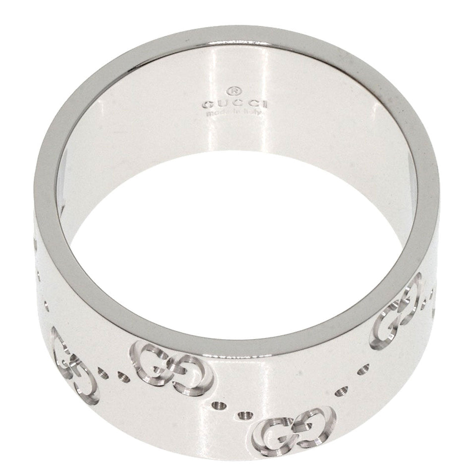 Gucci Ring K18WG Silver GG Icon Wide #13
