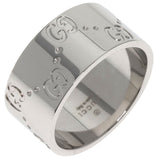 Gucci Ring K18WG Silver GG Icon Wide #13