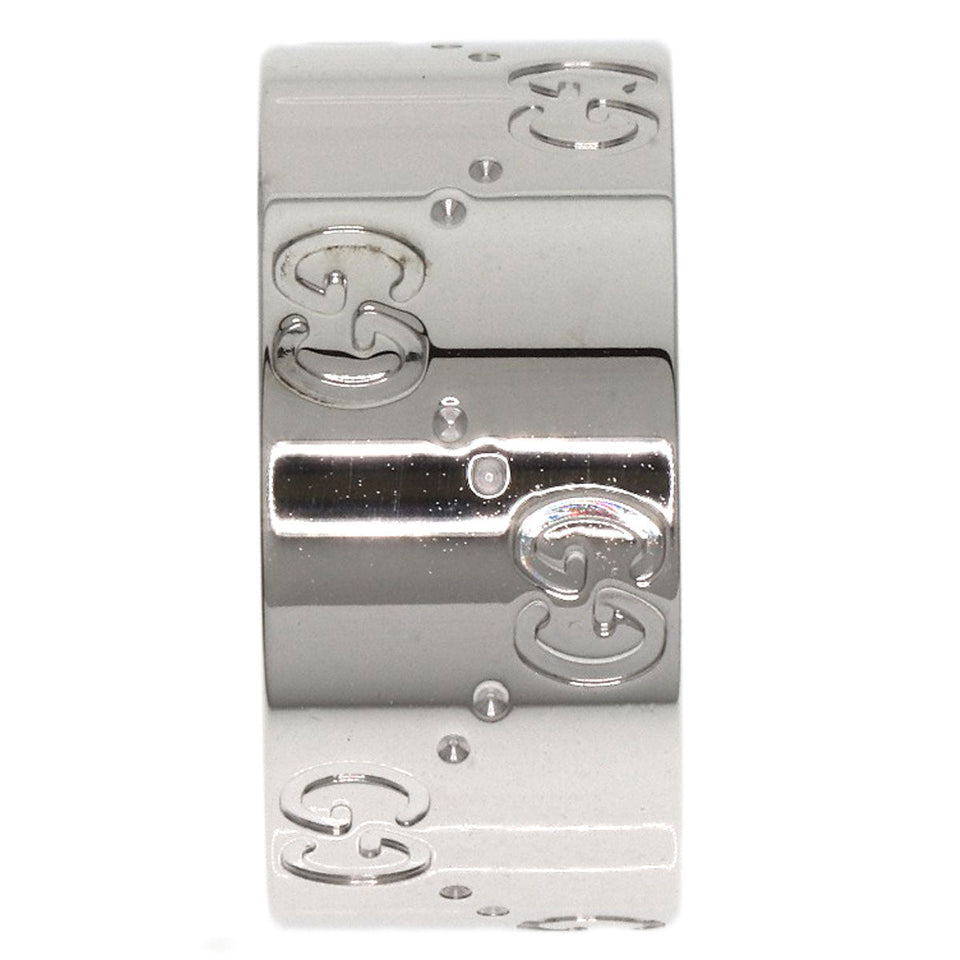 Gucci Ring K18WG Silver GG Icon Wide #13