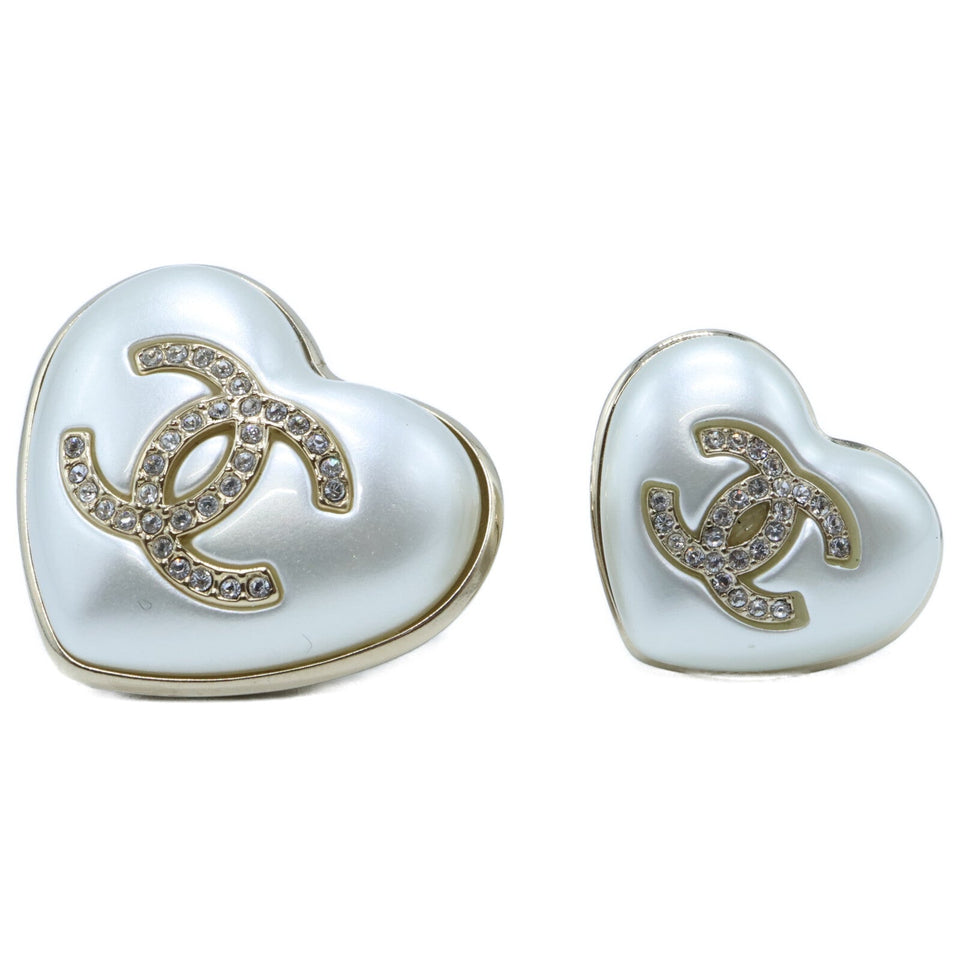 Chanel AB7007 Coco Mark Heart Motif Brooch 2pcs Set Brooch