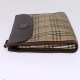 Luxury BurberrySs Nova Check Clutch Bag Canvas Beige Auth 77699