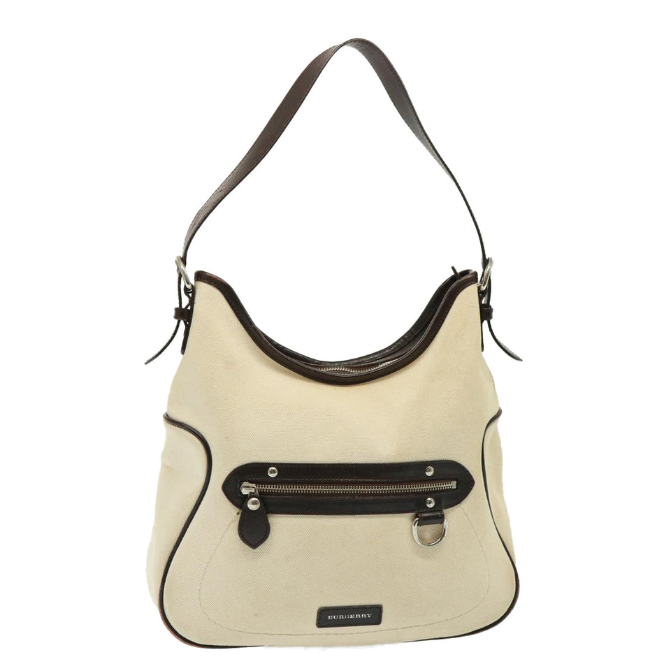 Luxury Burberry Shoulder Bag Canvas Cream Auth 77727