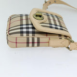 Luxury Burberry Shoulder Bag PVC Leather Beige Red Auth 77768