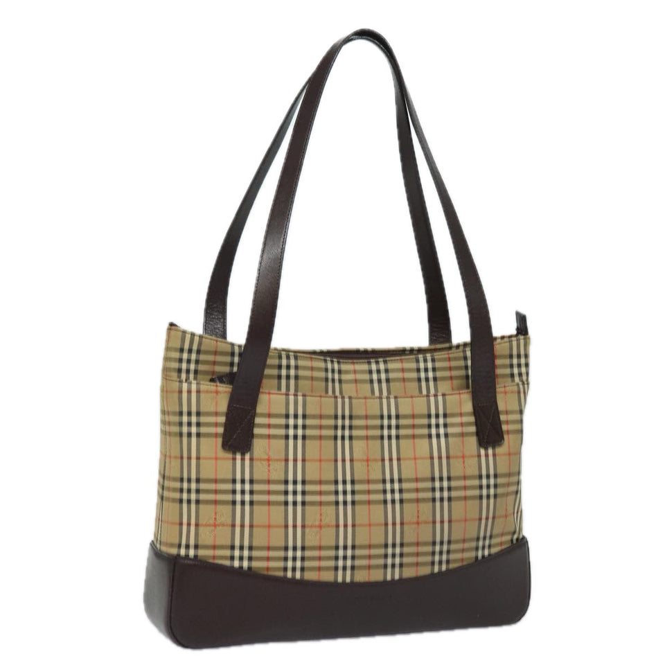 Luxury Burberry Nova Check Shoulder Bag Canvas Beige Auth 77833