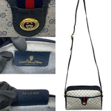 Gucci Shoulder Bag Leather, PVC Navy Micro GG Sherry line Women