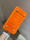 Hermes Birkin 25 Leather Gold Hardware Handbag Bag for Women (Orange Shine)