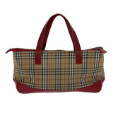 Luxury BurberrySs Nova Check Hand Bag Canvas Beige Auth 78335