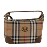 Luxury BurberrySs Nova Check Hand Bag Canvas Beige Auth 78457