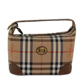 Luxury BurberrySs Nova Check Hand Bag Canvas Beige Auth 78457