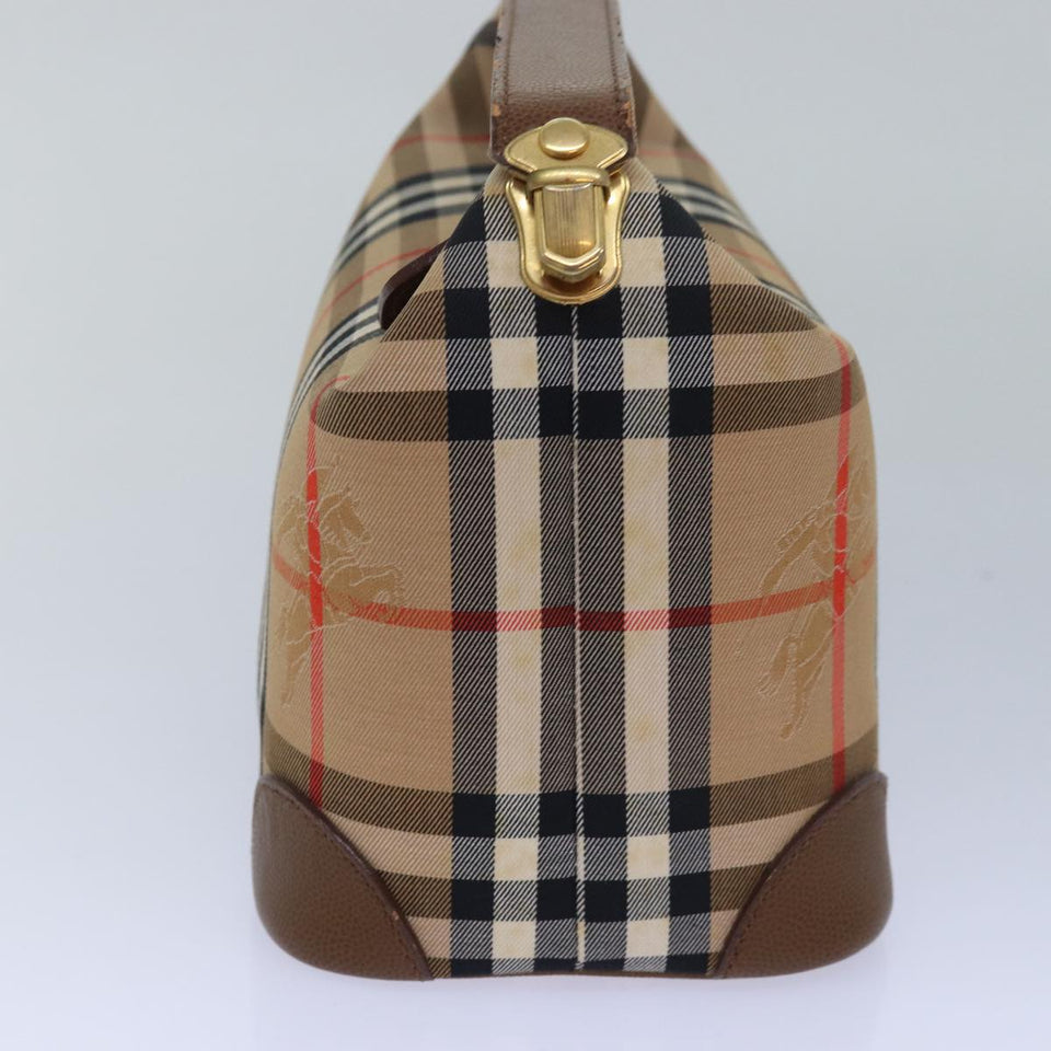 Luxury BurberrySs Nova Check Hand Bag Canvas Beige Auth 78457