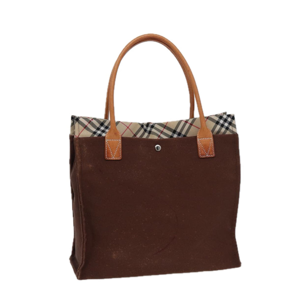 Luxury Burberry Nova Check Tote Bag Canvas Beige Brown Auth 78542