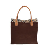Luxury Burberry Nova Check Tote Bag Canvas Beige Brown Auth 78542