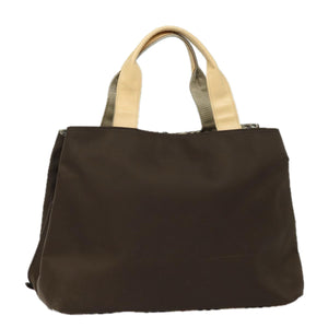 Luxury Burberry Nova Check Hand Bag Nylon Brown Auth 78543