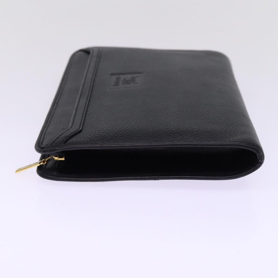 Luxury BurberrySs Clutch Bag Leather Black Auth 78604