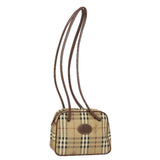 Luxury BurberrySs Nova Check Shoulder Bag PVC Leather Beige Auth 78850