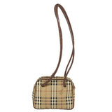 Luxury BurberrySs Nova Check Shoulder Bag PVC Leather Beige Auth 78850