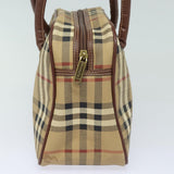 Luxury BurberrySs Nova Check Shoulder Bag PVC Leather Beige Auth 78850